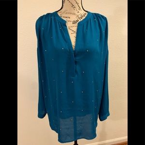 Woman’s Blue Blouse With Beads Size Medium